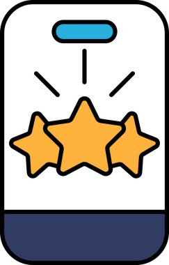 Üzerinde üç yıldız olan bir telefon. Yıldızlar sarıdır ve telefonun ortasına yerleştirilirler.