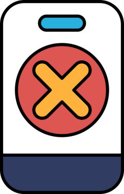 Beyaz arka planda kırmızı ve sarı bir X var. X, kırmızı bir daire ile çevrili.