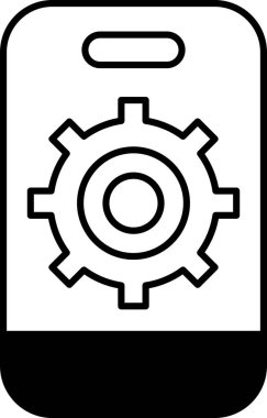 Üzerinde dişli bir telefon. Teçhizat siyah beyaz.