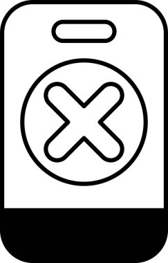 Üzerinde X olan bir telefonun siyah beyaz görüntüsü. X harfi telefonun merkezinde ve bir daire ile çevrili. Hayal kırıklığı ya da hayal kırıklığı kavramı