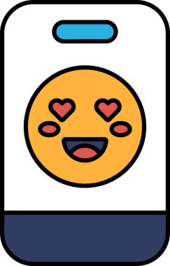 Üzerinde gülen yüz ve iki kalp olan bir telefon kılıfı. Gülen yüz mutludur ve kalpler kırmızıdır, bu da aşkın ve mutluluğun izlenimini verir.