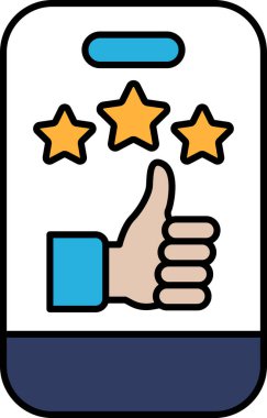 Arka planda üç yıldız olan bir el baş parmak kaldırıyor. Görüntü olumlu bir onay ve tanıma mesajı iletiyor