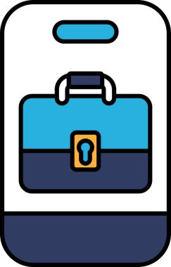 Üzerinde kilit olan mavi beyaz bir bavul. Bavul seyahat ve maceranın sembolüdür.