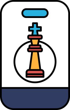 Üzerinde satranç taşı olan bir telefon kılıfı. Dava beyaz ve mavi.