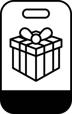 Üstünde fiyonk olan bir hediye kutusunun siyah beyaz görüntüsü. Kutu bir telefona yerleştiriliyor.