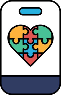 Yapboz parçalarından yapılmış renkli bir kalp. Kalp aşkın ve birliğin sembolüdür. Yapboz parçaları güçlü bir bağ oluşturmak için bir araya gelen farklı insan ve kültürleri temsil ediyor.