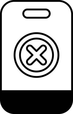 Üzerinde X olan bir telefonun siyah beyaz görüntüsü. X harfi telefonun merkezinde ve bir daire ile çevrili. Hayal kırıklığı ya da tatminsizlik kavramı