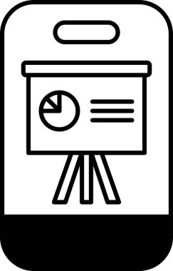 Beyaz arkaplanı olan bir projektör ekranının siyah beyaz görüntüsü. Projektör ekranı üç ayaklı bir tribünde.