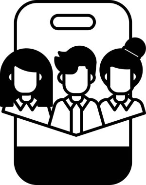 Bir grup insan telefon ekranında gösteriliyor. İnsanlar gülümsüyor ve arkadaş gibi görünüyorlar.