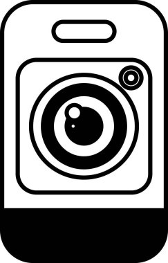 Siyah mercekli ve beyaz arka planlı bir kamera. Kamera, görüntü ve video kaydetmek için kullanılan küçük, kompakt bir aygıttır.