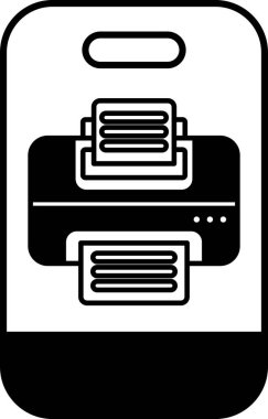 Bir yazıcı ve telefonun siyah beyaz görüntüsü. Yazıcı telefonun sağ tarafında.