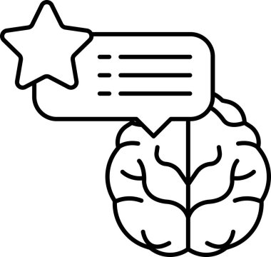 Üzerinde yıldız olan bir beyin ve altında konuşma balonu olan bir beyin. Konuşma balonu diyor ki: