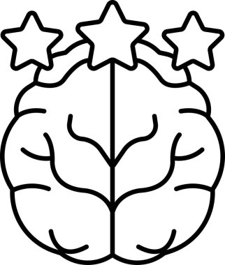 Üzerinde üç yıldız olan bir beyin. Beyin zekanın sembolüdür ve yıldızlar başarıyı ve başarıyı temsil eder. Zeka ve başarı kavramı birbiriyle bağlantılı.