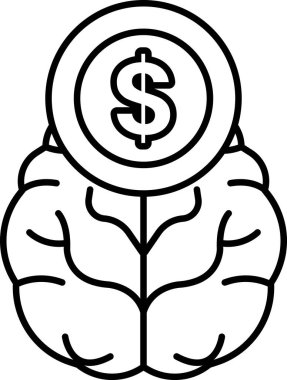 Beynin üstüne bir dolar işareti konur. Beyin stilize edilmiş bir şekilde gösterilir, özellikleri abartılıdır ve rengi sadece siyah ve beyazla sınırlıdır.