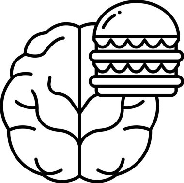 Bir hamburgerin yanında bir beyin gösterilir. Hamburger büyük ve o çift katlı.
