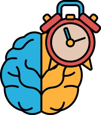 Üzerinde saat olan bir beyin. Saat 10: 00 'a ayarlandı.