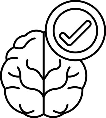 Üzerinde kontrol işareti olan bir beyin. Beyin işaretli bir çemberle çevrilidir.