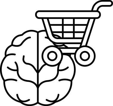 Bir beyin bir alışveriş arabasının yanındadır. Beyin zekanın sembolü, alışveriş arabası da tüketimin sembolü.