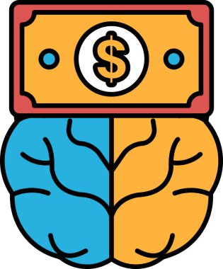 Üzerinde dolar işareti olan bir beyin. Dolar işareti beynin sağ tarafındadır.