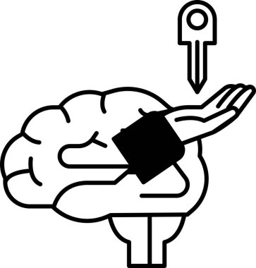 Elinde anahtar olan bir beyin. Beynin potansiyelinin kilidini açma kavramı