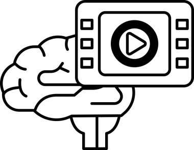 Bir beyin üzerinde video oynatıcı olan bir uzaktan kumanda tutuyor. Uzaktan kumanda siyah beyaz.