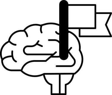 Elinde bayrak olan bir beyin. Bayrak beynin sağ tarafında.
