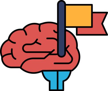 Üzerinde bayrak olan bir beyin. Bayrak kırmızı ve sarı