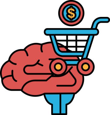 Bir beyin içinde bir dolar olan bir alışveriş arabasını tutuyor. Bir insanın beyninin finansal kararlar almaktan ve parasını yönetmekten sorumlu olması kavramı