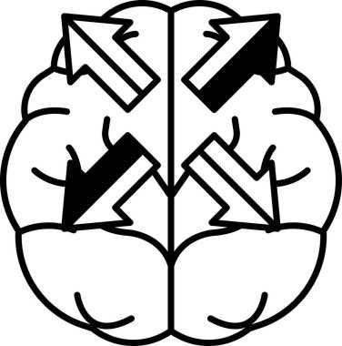 Farklı yönlere bakan iki oklu bir beyin.