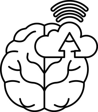 Üzerinde bulut olan bir beyin ve yukarıya bakan bir çizgi.