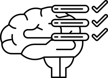 Üzerinde kontrol işareti olan bir beyin.