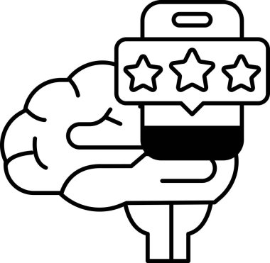 Üzerinde üç yıldız olan bir telefonu tutan bir beyin.