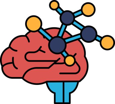 Etrafında mavi ve sarı daireler olan bir beyin. Çemberler birbirine ve beyne bağlıdır. Beynin karmaşık bir bağlantı ağı olduğu kavramı