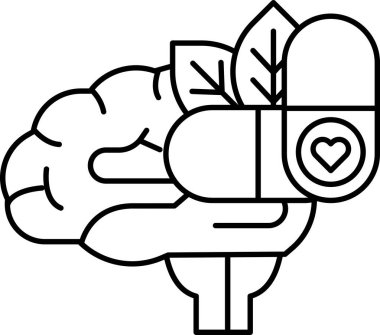 Bir beyin üzerinde kalp olan bir hap tutar.