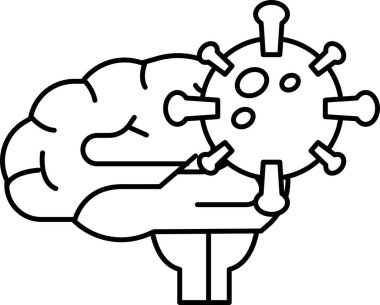 Ortasında virüs olan bir çizgi film beyni.