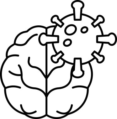 Ortasında virüs olan bir çizgi film beyni.