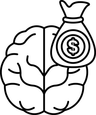 Ortada bir dolarlık banknot olan bir beyin.