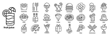 Çizim tarzında yiyecek kavramında bir çizim seti