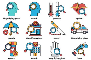 Sanat tarzında tıp ve bilim kavramında bir dizi çizim.