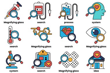 Sanat tarzında tıp ve bilim kavramında bir dizi çizim.