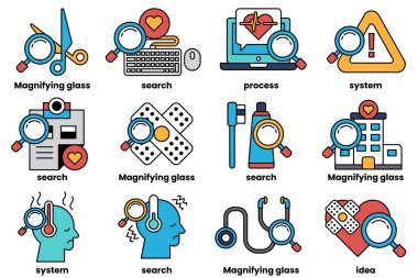 Sanat tarzında tıp ve bilim kavramında bir dizi çizim.