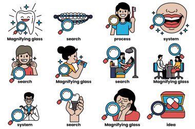 Sanat tarzında tıp ve bilim kavramında bir dizi çizim.