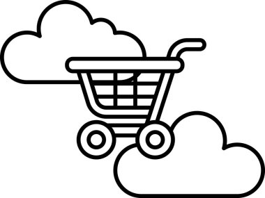 Bir alışveriş arabası bulutlara çizilir.