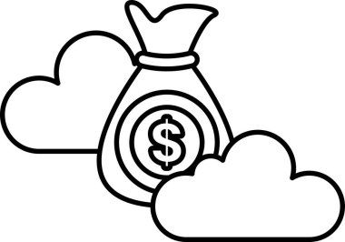 Üzerinde dolar işareti olan bir çanta arka planda bir bulutla gösterilir