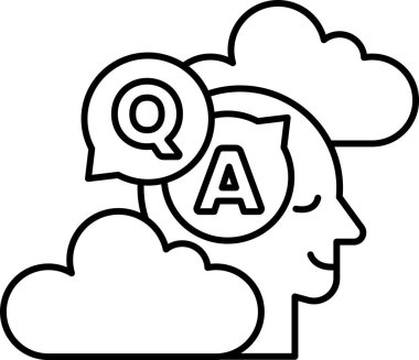 Üzerinde A olan bir kafa Bulutlarla çevrili.