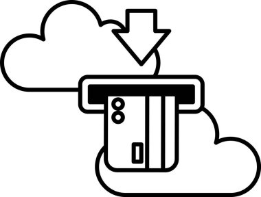 Üzerinde kart olan bir kart okuyucu ve arka planda bir bulut