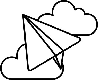 Bir kağıt uçak bulutların arasında uçuyor.