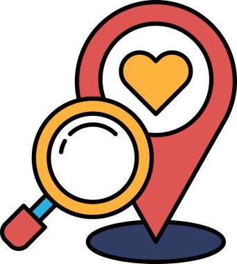 Haritada büyüteçle kırmızı bir kalp çiziliyor. Kalp haritanın merkezinde yer alır ve büyüteç de onun üzerine çizilir. Merak ve keşif kavramı