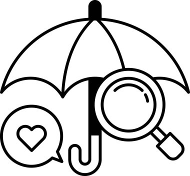 Bir kalp ve bir büyüteç ile şemsiye