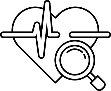 Üzerinde büyüteç olan bir kalp.